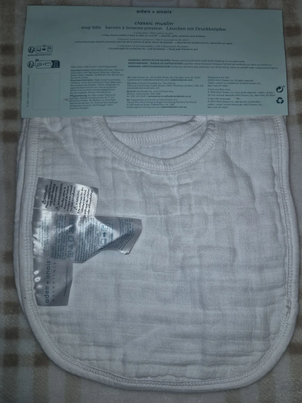 aden + anais Essentials Classic Muslin Snap Bibs - Light Blue Sailboat